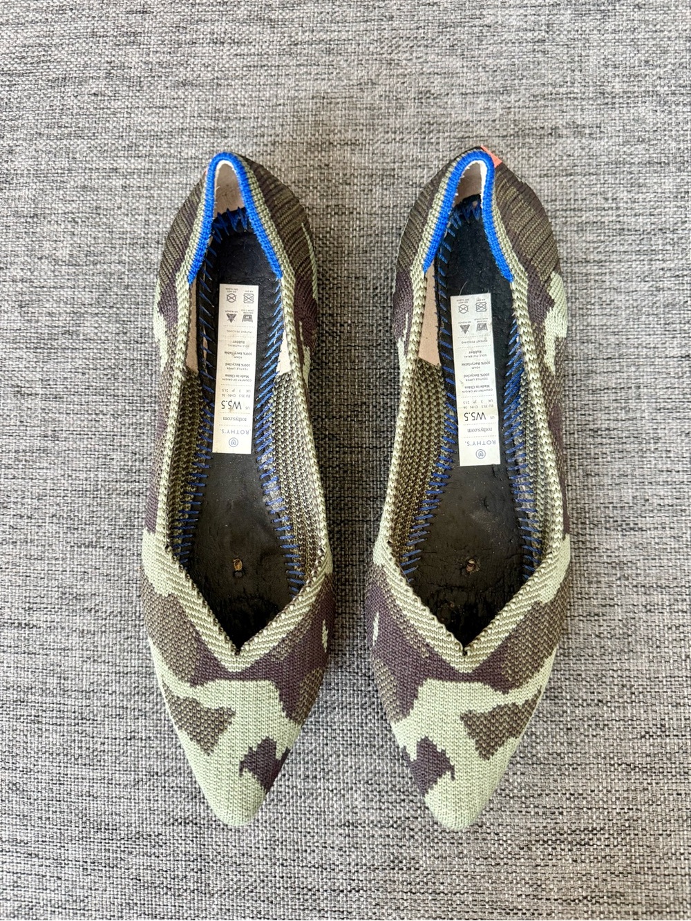 Rothy's The Point Olive Camo flats
